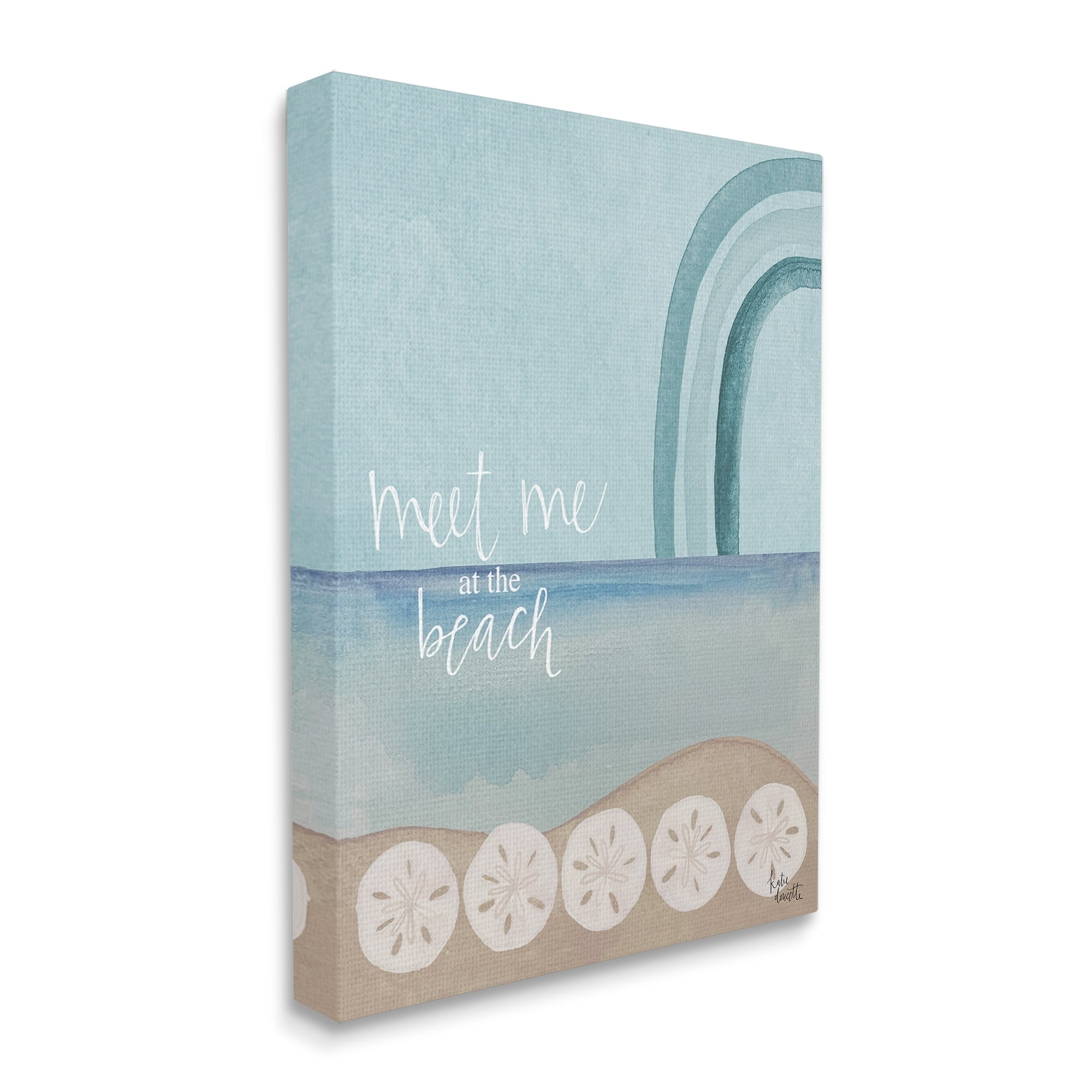 Stupell Industries Meet Me At Beach Sand Dollar Watercolor Rainbow , 16 x 20, Design by Kim Allen