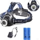 thumbnail image 1 of Linterna frontal LED ajustable T6, recargable, 4 modos de luces frontales, cargador con zoom más brillante, baterías, luz portátil de seguridad, 1 of 5