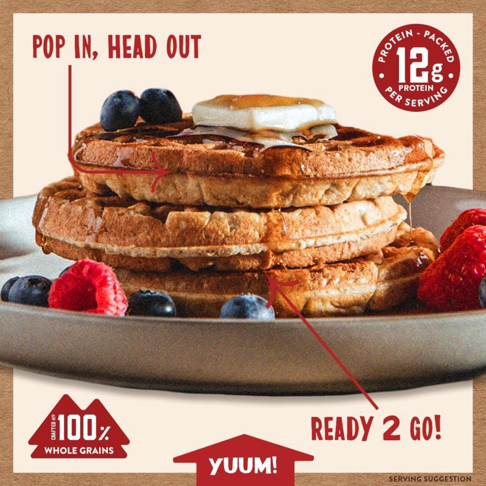 Kodiak Protein-Packed Buttermilk and Vanilla Power Waffles, 13.4 oz, 10 Count (Frozen)
