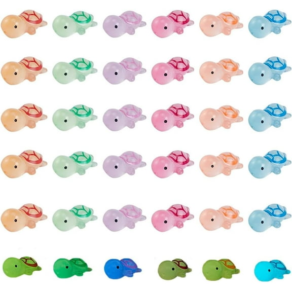 1 Box 36Pcs Turtle Resin Charms Luminous Turtles Mini 3D Animal Cabochons Summer Ocean Hawaii Tortoise Flatback Charms
