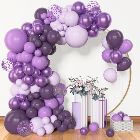 Kit de guirnaldas con forma de arco con forma de globo, color morado, 153 unidades, 18, 12, 10 5 pulgadas