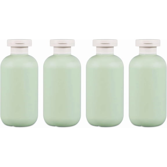 6.7oz 4Pcs Green Plastic Refillable Travel Shampoo and Conditioner Bottles Plastic Refillable Travel Shampoo Bottles with Flip Cap (Green, 6.7ounce)