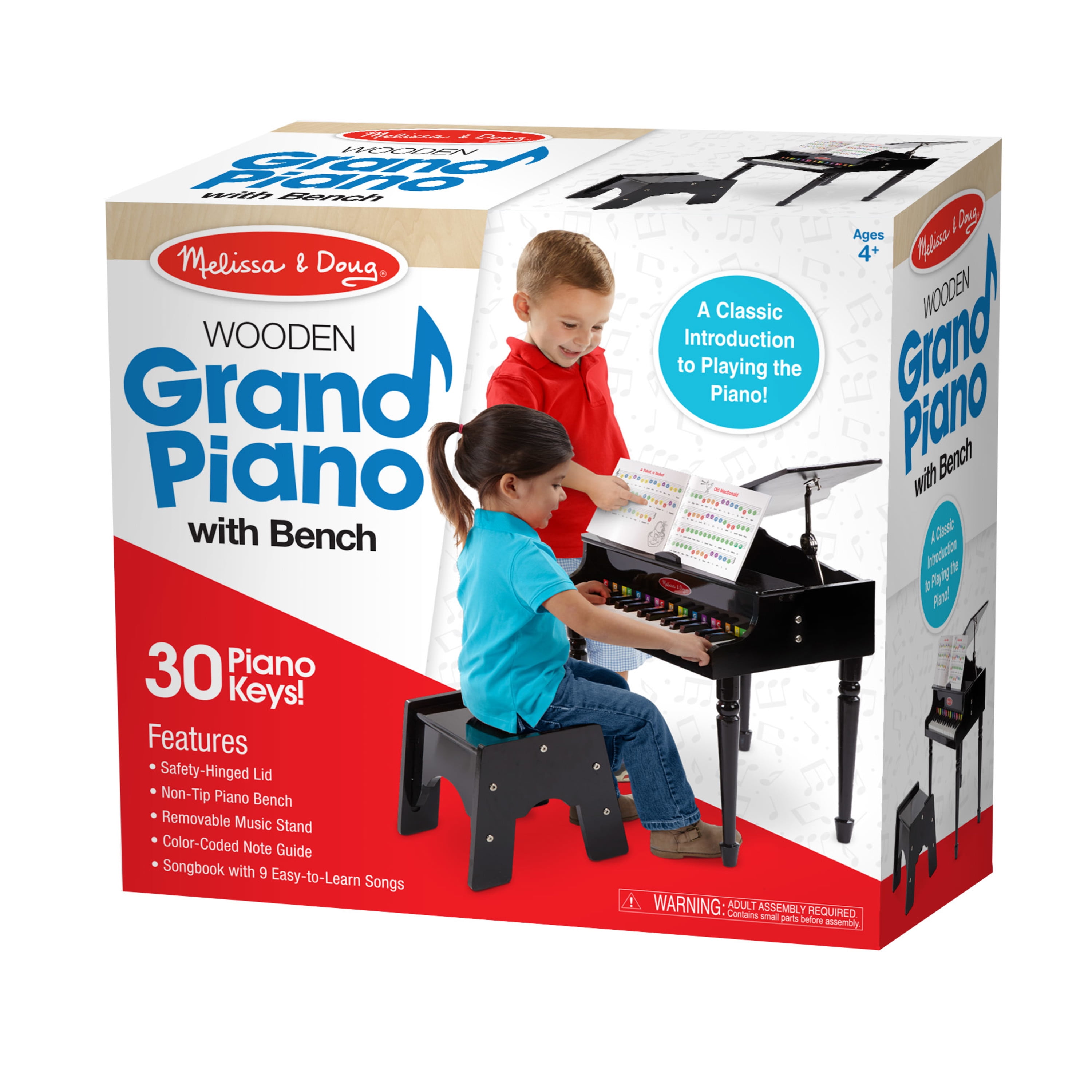 1314-30225-KIT Melissa & Doug Learn-to-Play Piano with Wooden Table &  Chairs, White