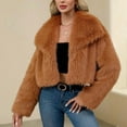 thumbnail image 4 of Turilly Womens Ladies Warm Faux Furry Long Coats Jacket Winter Solid Turn Down Collar Outerwear, 4 of 6