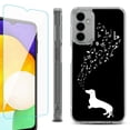 thumbnail image 1 of Shockproof Bumper Phone Case for Samsung Galaxy A14 5G, with Tempered Glass Screen Protector, by OneToughShield ® - Dachshund/Puppy Music, 1 of 3