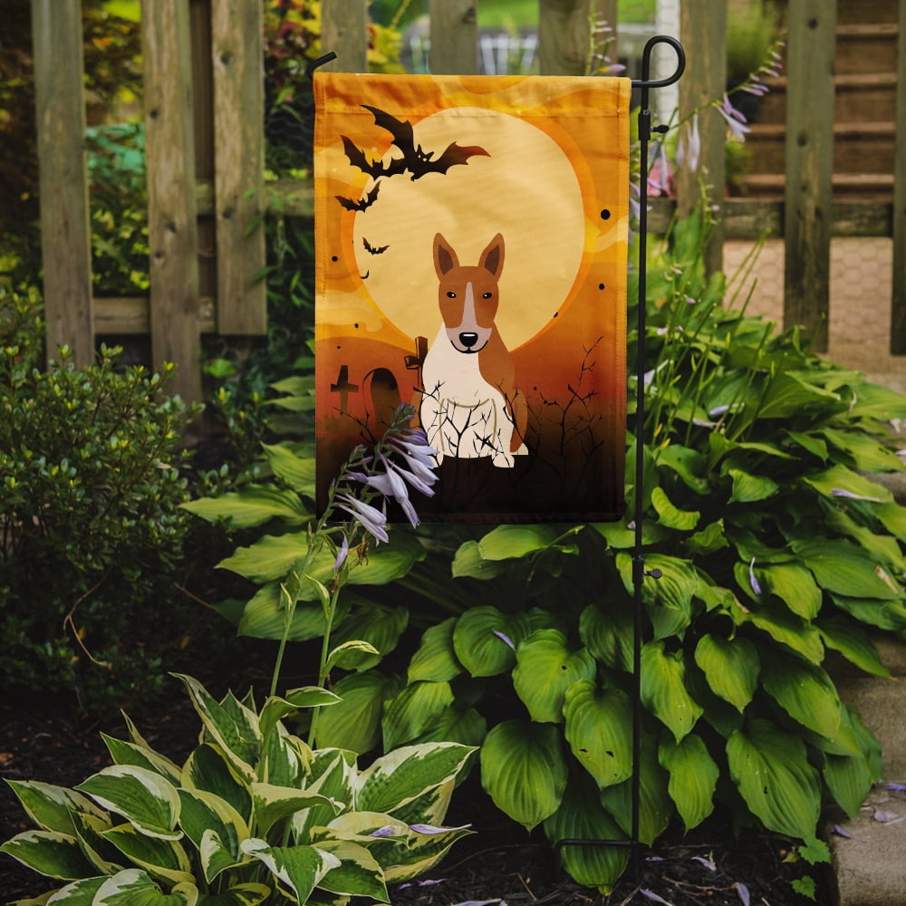 Halloween Bull Terrier Red White Garden Flag