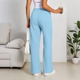 thumbnail image 3 of Women's wide-leg athletic pants, high-waisted loose casual trousers with drawstring, flared athletic pants, jogging pants with pockets,Light Blue,XXL, 3 of 5