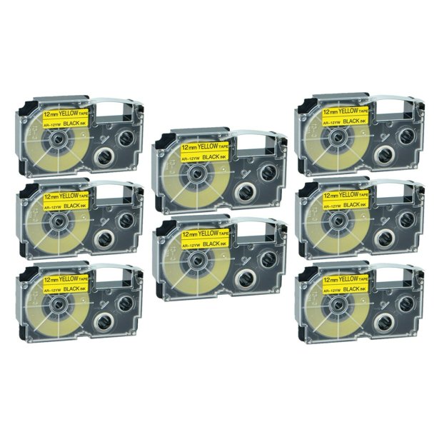 8PK XR12YW Black on Yellow Label Tape for Casio KL60 100 7000 8200
