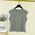 thumbnail image 4 of WQNVRNR Womens Cropped Tee- Fashion Sleeveless Crewneck Casual Mini Tops Gray Size XL, 4 of 5