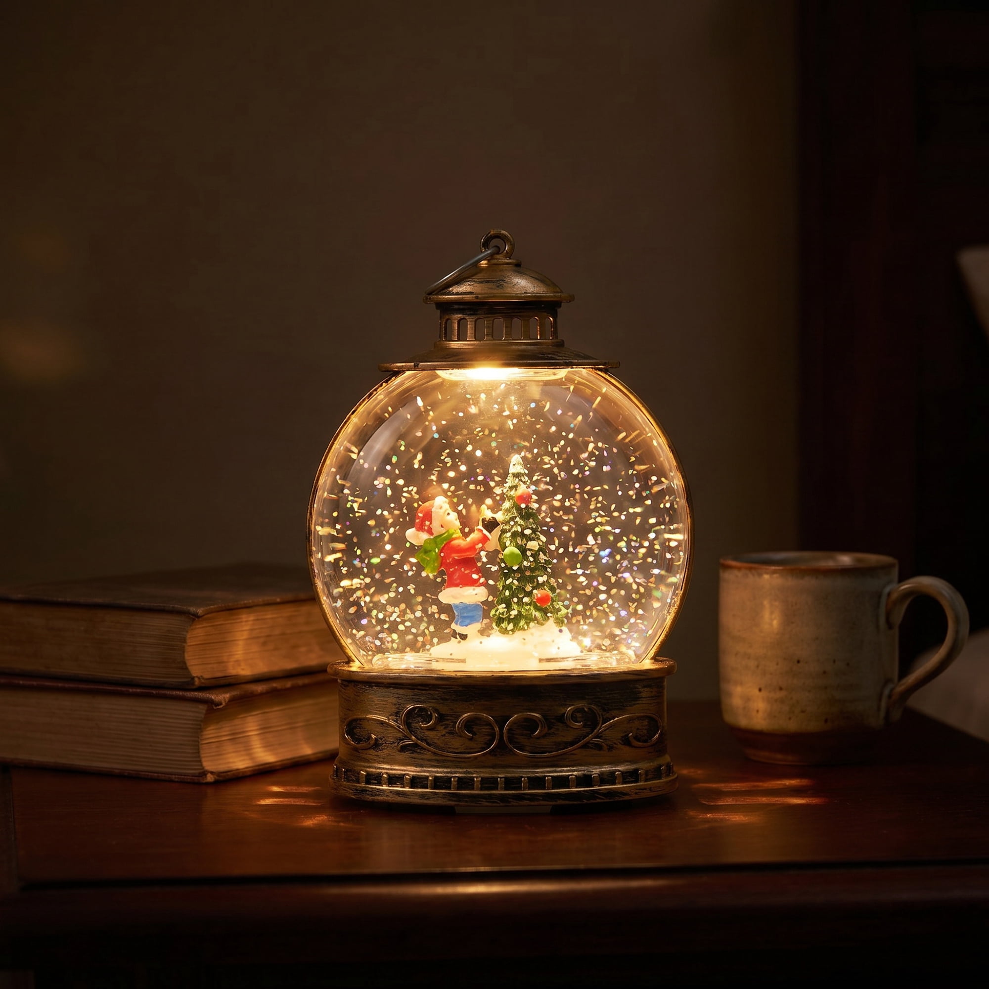 Unique Bargains Light Up Crystal Ball Glitter Lantern Sphere Brown D 3.5" x 1.6" x 5.5"
