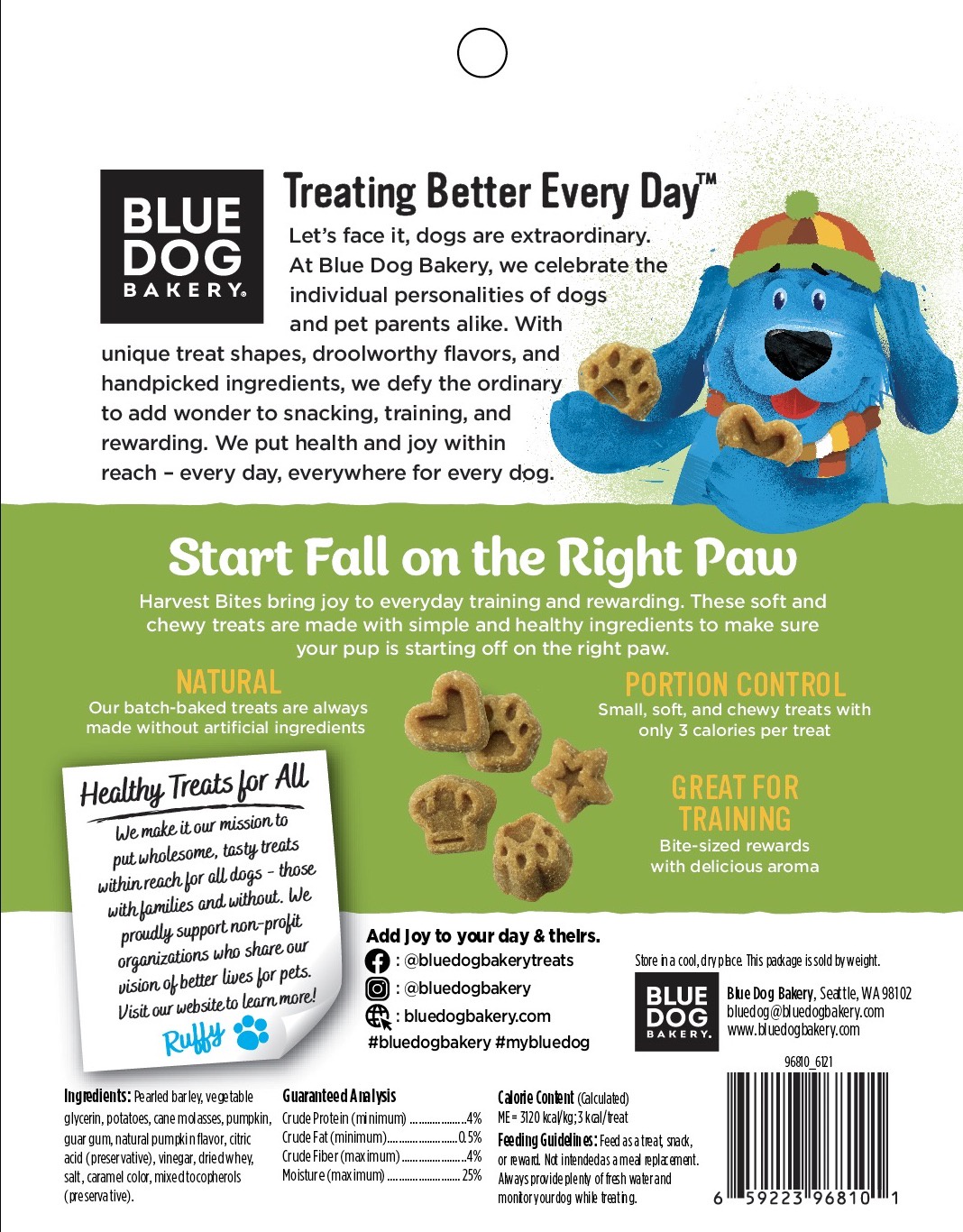 (40 pack) Blue Dog Bakery Harvest Bites, Pumpkin Flavor, 5 Ounces