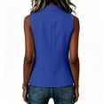 thumbnail image 3 of longantii Womens Cropped Blazer Vest Comfy Sleeveless Lapel Collar Blazer Vest Relaxed Fit Offfice Work Suit Spring Single Button Outfit Blue 3XL, 3 of 5