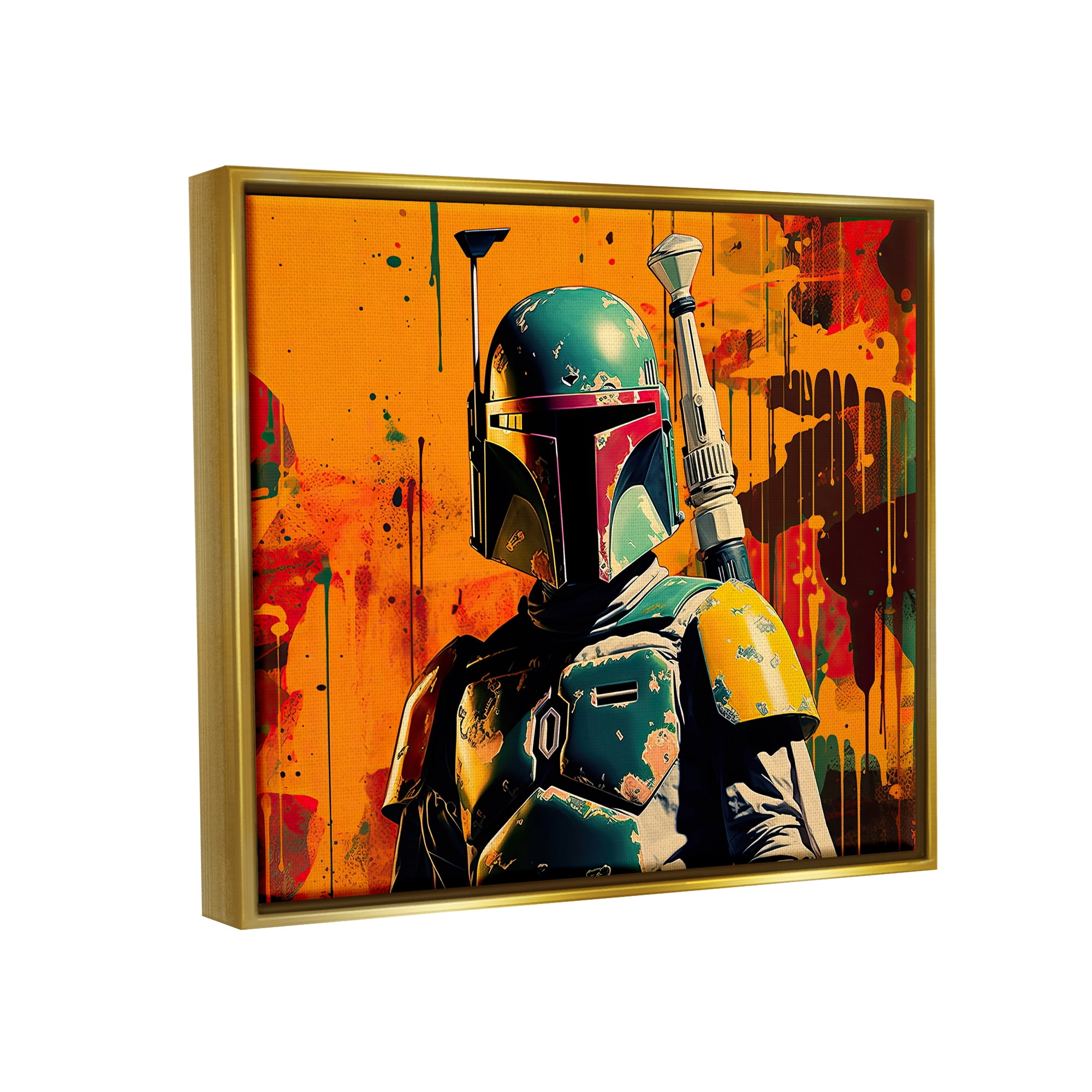Stupell Industries Sci-Fi Pop Urban Style Fairy Tales & Fantasy Painting Gold Floater Framed Canvas Art Print Wall Art, 31 x 25