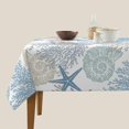 thumbnail image 4 of Summer Coastal Tablecloth 60x60 Inch Square Waterproof Rustic Blue Ocean Coral Starfish Seashell Print Table Cloths Fabric Farmhouse Beach Table Cover Decorative for Picnic Party Holiday Home, 4 of 6