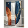 thumbnail image 4 of Abstract Graffiti Sheer Curtains for Living Room Bedroom, Light-filtering Sheer Curtain, Stripe Vintage Orange Blue Simple Shape Rod Pocket Voile Window Treatment Drapes, 52’’Wx108’’L, 2 Panels Set, 4 of 7