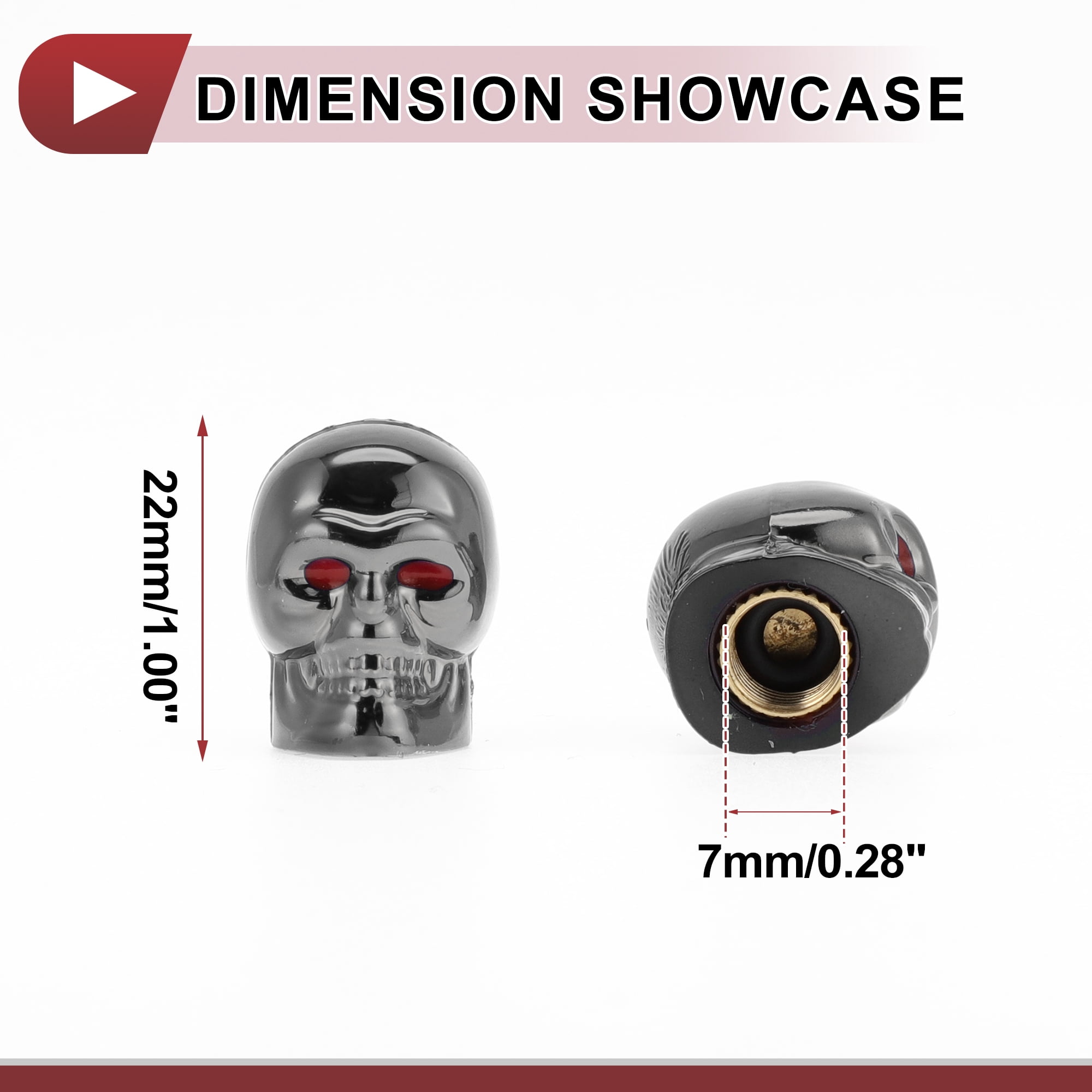 Unique Bargains Skull Head Shape Tire Valve Stem Caps Decorative Tyre Dust Covers Titanium