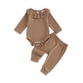 thumbnail image 1 of xiaxaixu Baby Girl 2Pcs Fall Outfits Long Sleeve Ruffle Collar Romper + Pants Set Infant Clothing, 1 of 8