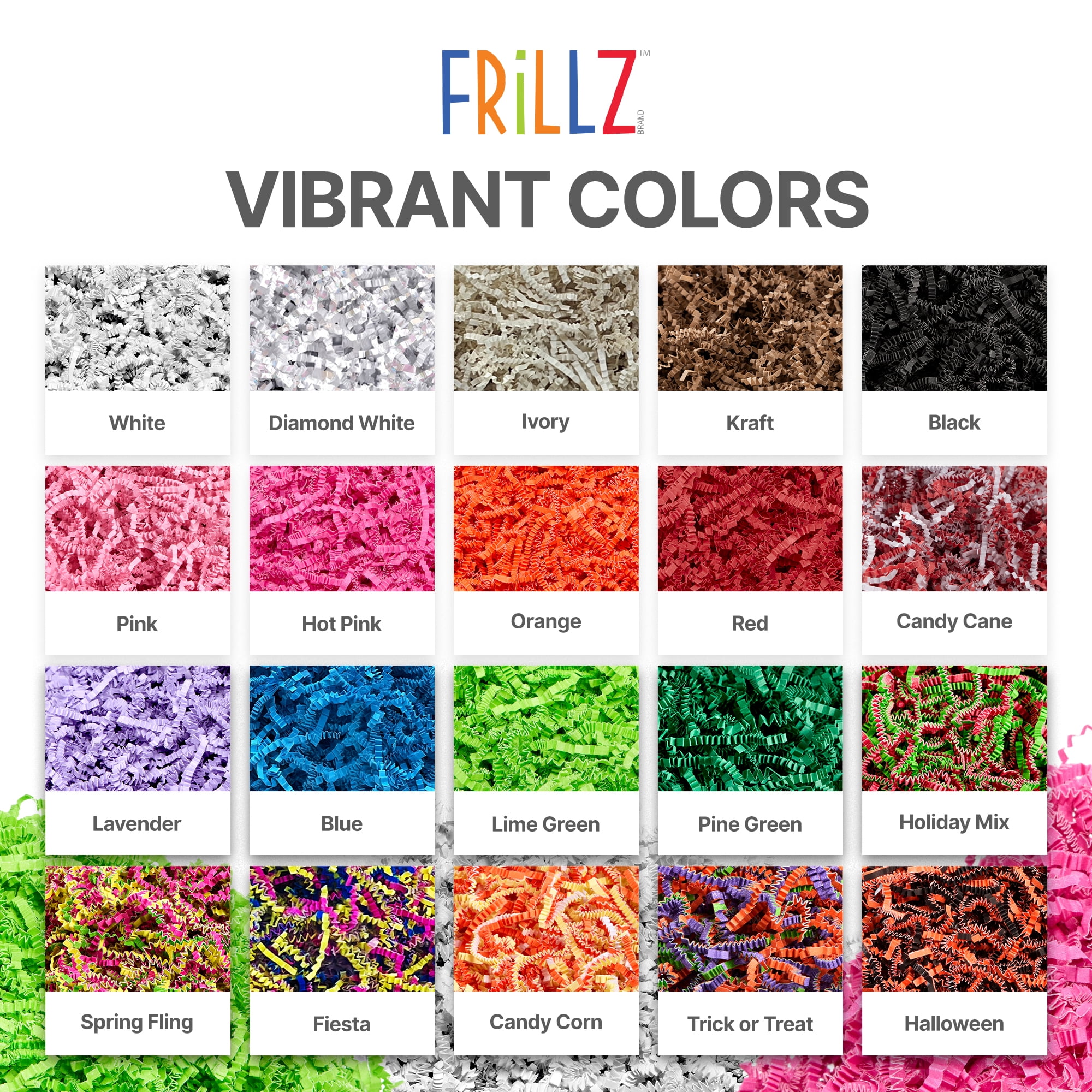 FRiLLZ by DECOfill™ Crinkle Cut Paper Shred Filler for Baskets, Gifts, Packing and Protecting your Christmas, Holiday, Wedding, Valentines Day and other events (2 pound, Red and White)