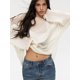 thumbnail image 3 of Suéter de mujer de manga larga con cuello redondo, jersey de punto de tul transparente, camisetas de mujer 2024, camiseta informal holgada de verano, 3 of 5