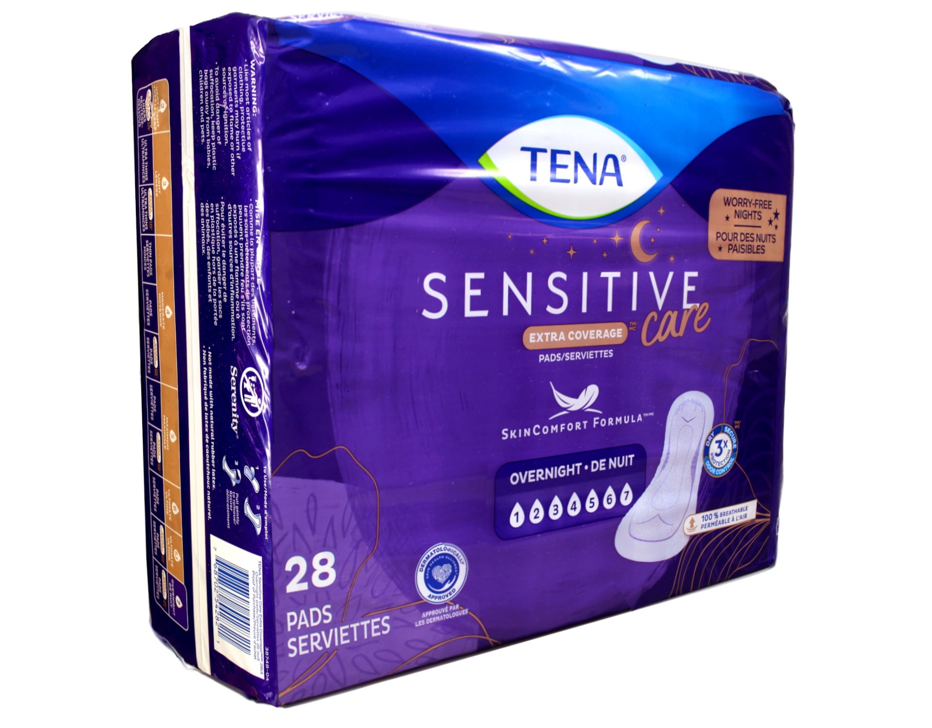 Tena Incontinence Pads, Bladder Control & Postpartum for Women, Overnight Absorbency, Sensitive Care, 28 Count
