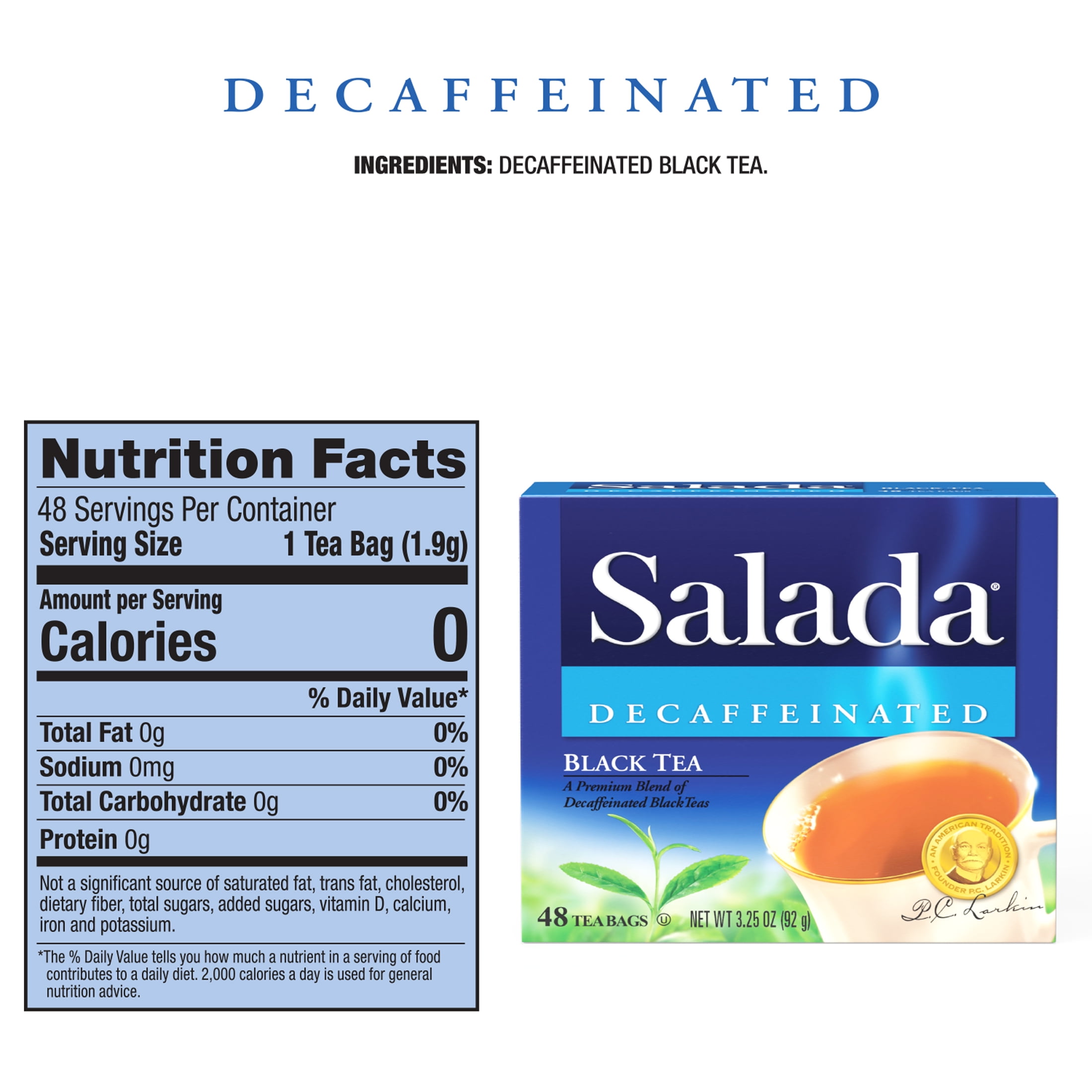Salada Decaffeinated Black Tea Blended Strong Black Tea with 48 Individually Wrapped Tea Bags Per Box (Pack of 12) Contains Caffeine Brew Hot Flavored Rich in Antioxidants Original Blend