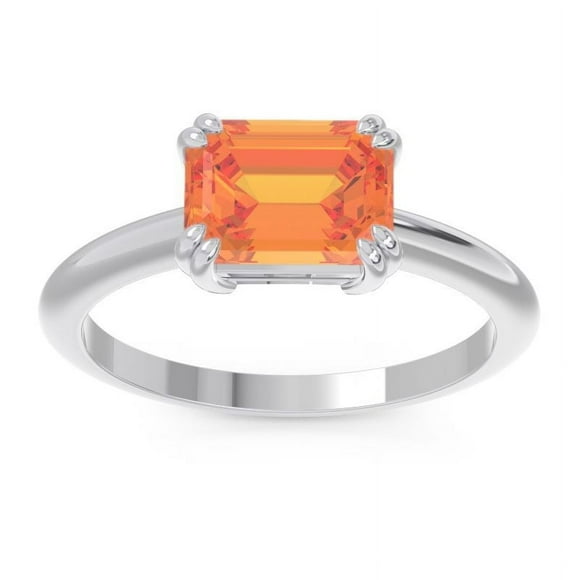 Diamond-Capitals 2.50 Carat Emerald Cut Citrine Gemstone Wonderful Engagement Ring for Women Solid 14K White Gold Size 3