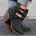 thumbnail image 3 of Women High Heels Boots Buckle Strap Ankle Shoes Winter Autumn Casual Chunky Heels Boots CFU, 3 of 4