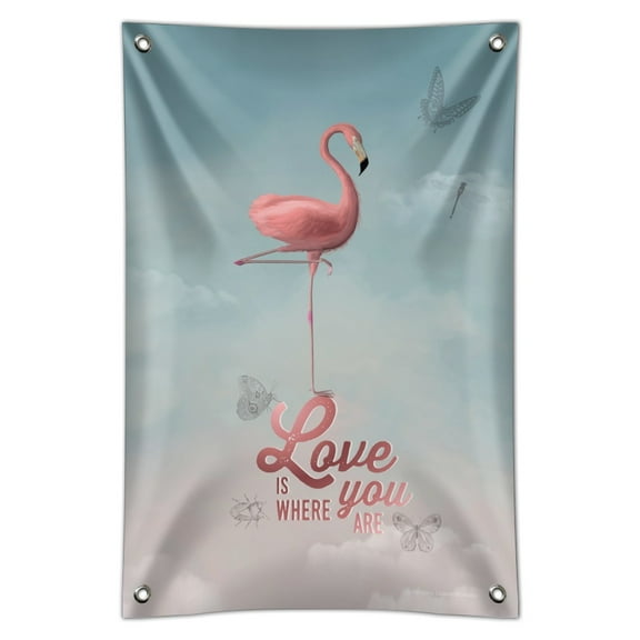 Flamingo Love is Where You Are Home Business Office Sign