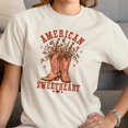 thumbnail image 3 of Smartprints American Sweetheart Cowboy Boots Floral Women's T-Shirt Off White, Cotton, XL, 3 of 4