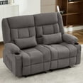 thumbnail image 3 of SYNGAR Oversized Reclining Loveseat with Pillow, Comfortable 2-Seater Recliner Sofa with 2 Cup Holders and Side Pocket for Living Room, Ergonomic, Grey, 3 of 12