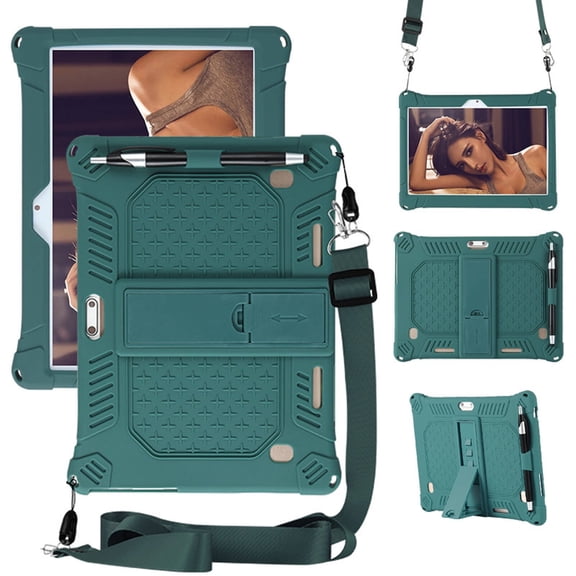 GJX 2026 New 10.1 Inch Android Tablet Case Silicone Material 10 Inch Tablet Case Portable Design 10.1 Inch Tablet Case Deep Green