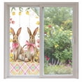 thumbnail image 2 of Easter Bunny Eggs Window Privacy Film, Spring Tulips Rustic Rabbits Colorful Plaid Static Cling UV Sun Blocking Tint Film Heat Control Windows Films for Bedroom Bathroom, Window Stickers 35.4"x78.7", 2 of 8