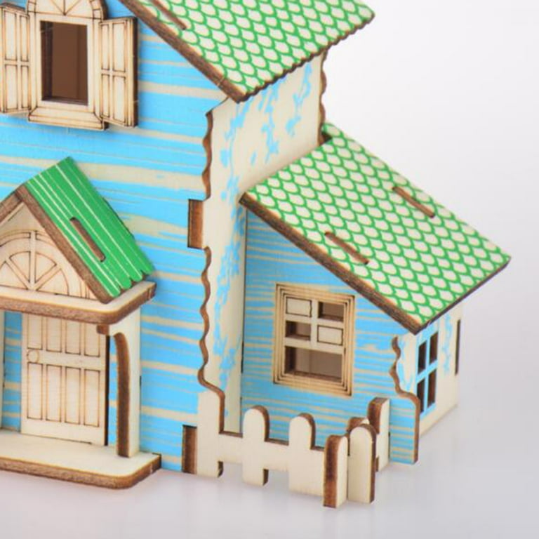 1pc 3D Wooden House Puzzle Educational Board Toy DIY Funny Jigsaw