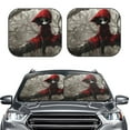 thumbnail image 2 of Balery 2 Piece Dark Red Hooded Girl Car Windshield Sun Shade|Foldable Front Windshield Shade for Car Front Window for Most Sedans SUV Truck-Medium, 2 of 7