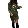 thumbnail image 2 of KANG Cozy Christmas Hoodie Dress | Women's Long Sleeve Casual Sweater Dress with Festive PrintDark GreenM, 2 of 4