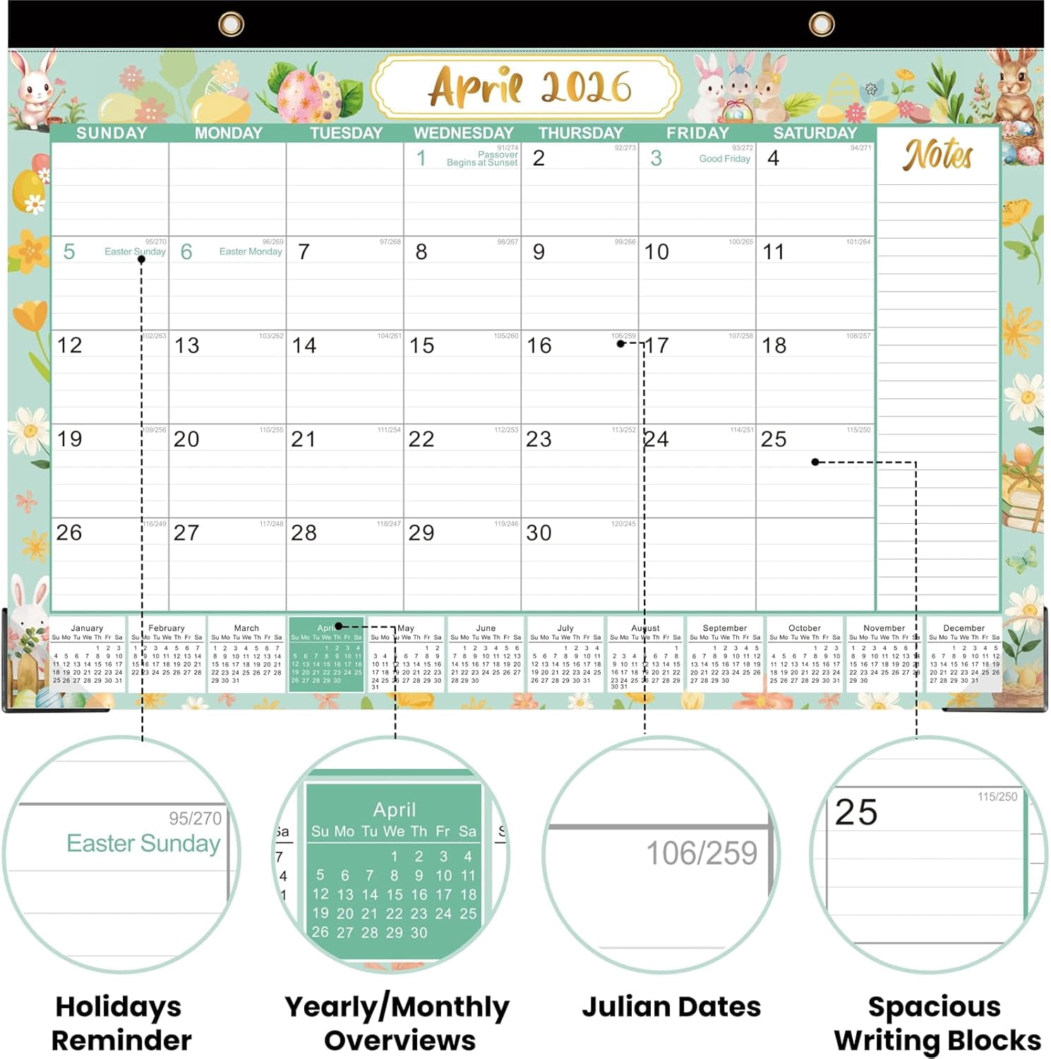 Desk Calendar 2026-2027 - Large 18-Month Desk/Wall Calendar, Through June 2027, 17" x 12", Thick Paper, Large Blocks, Plastic Cover, Monthly 2026 Calendar for Home School & Office Easy Organizing