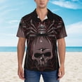 thumbnail image 2 of Pofeuu Spider with Skull Print Hawaiian Shirt for Men Sleeves Casual Button Down Summer Beach Dress Shirts T-Shirts,Large, 2 of 7
