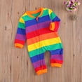 thumbnail image 3 of Baby Stripped Rainbow Romper Zipper Jumpsuit, 3 of 6