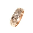 thumbnail image 5 of 14K pink rose gold hand engraved Hawaiian plumeria scroll ring diamond cut edge 6mm size 7, 5 of 6