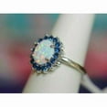 thumbnail image 3 of 2Ct Oval Cut Fire Opal & Blue Sapphire Halo Engagement Ring 14K White Gold Plated, 3 of 3