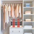 thumbnail image 4 of Yayeee Collapsible Storage Bin with Lid Fabric Closet Decorative Basket with Handles, Vibrant Red Tartan Pattern, 4 of 7