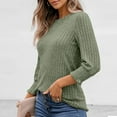 thumbnail image 3 of FAIWAD 3/4 Sleeve Tops for Women Ribbed Knit Crew Neck Sweater Tops Dressy Causal Going Out Clothes, 3 of 8