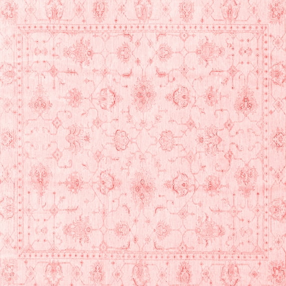 Ahgly Company Machine Washable Indoor Square Oriental Red Traditional Area Rugs, 4' Square