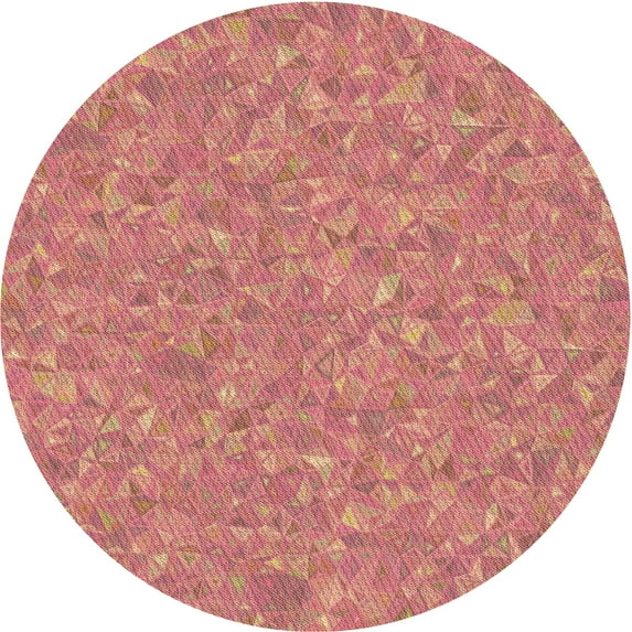 Ahgly Company Machine Washable Indoor Round Transitional Orange Area Rugs, 7' Round