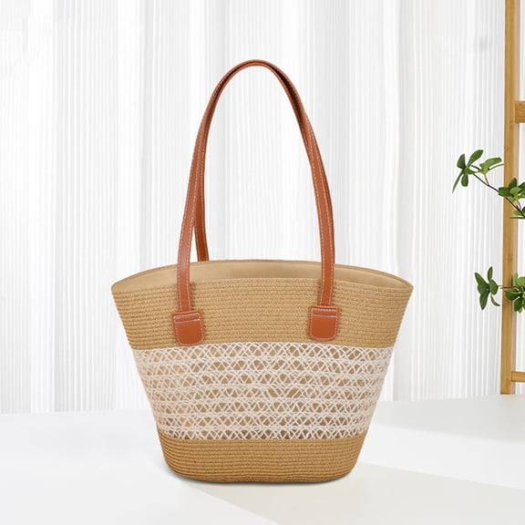Straw Woven Shoulder Bag Handmade Beach Tote Purse for Women Summer Travel Daily Use Lightweight Durable Fashion Accessory