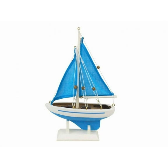 Hampton Nautical Sailboat 9-113 Wooden Light Blue with Light Blue Sails Pacific Sailer Sailboat 9-113 Sailboat Decoration 9" - Nautical Decor