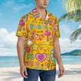 thumbnail image 5 of Easygdp Peace Love and Dove Flower Power Men's Hawaiian Shirts Print Lapel Short Sleeve for Beach, vacation, party, casual occasions - 3X-Large, 5 of 9