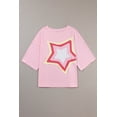 thumbnail image 4 of I AM A FASHION JUNKY Light Pink Colorblock Star Patched Half Sleeve Oversized Tee (LightPink, M, 95%Cotton+5%Elastane), 4 of 8