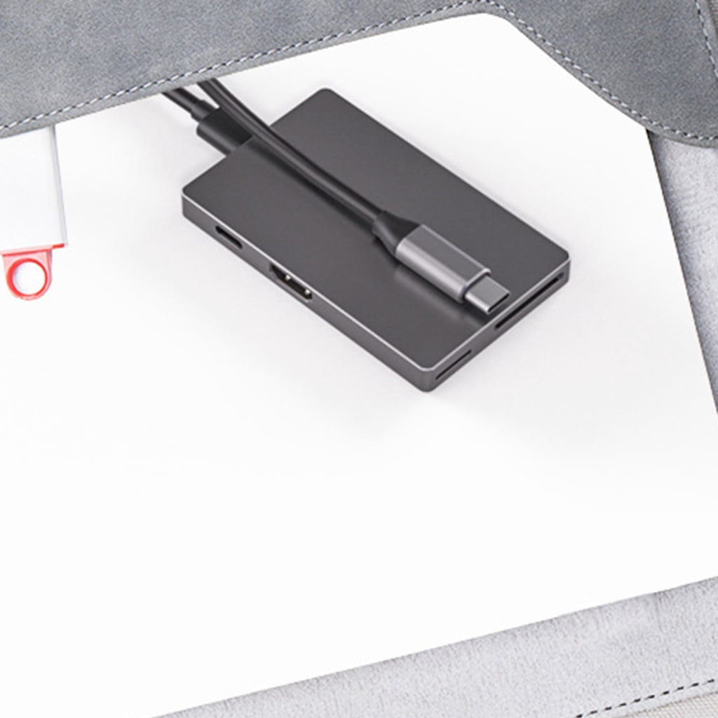 AOOOWER 6Port USB C Docking Station 4K60hz Video and PD Fast Charging Speed 2xUSB3.0 Ports with Cards Reader Slots