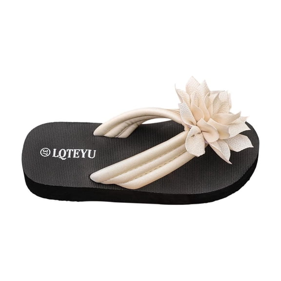 Yyuenw Floral Wedge Platform Flip Flops Ladies Beach Poolside Casual Vacation Thong Shoes